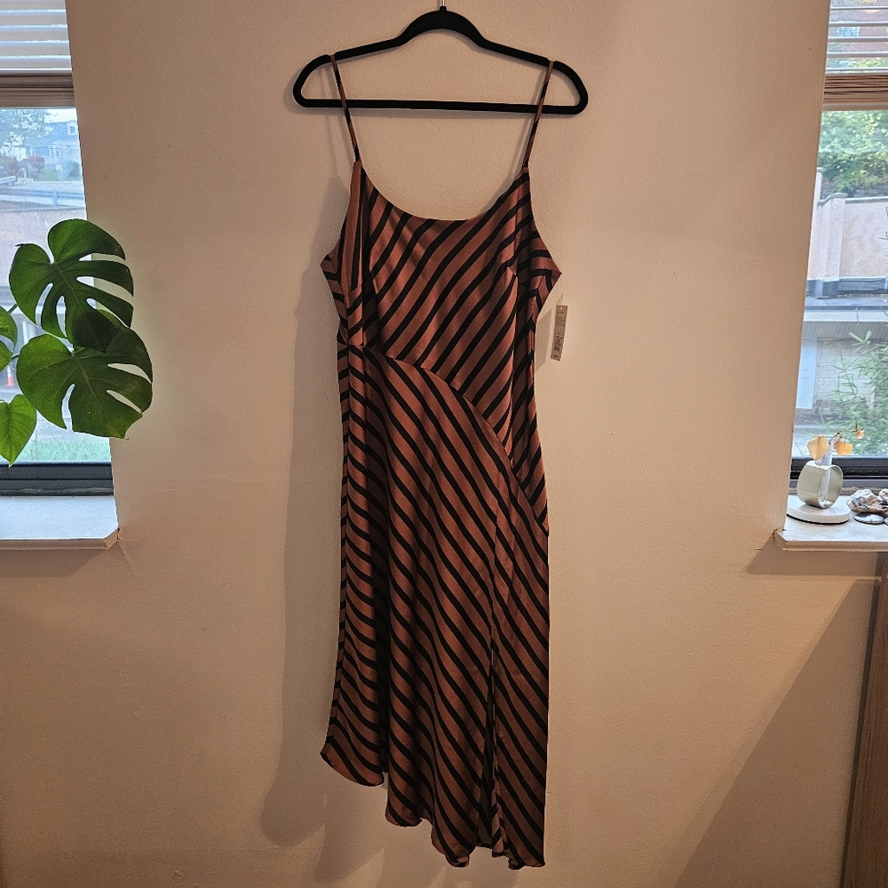 Black and Brown Striped Assymetrical  A New Day Dress